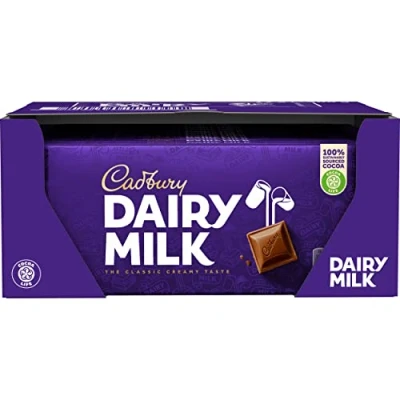 Abbildung von Cadbury Dairy Milk Schokolade cremige Milchschokolade leckere Süßigkeit mit süßem, vollmundigem Geschmack Milk, 17 x 180 g
