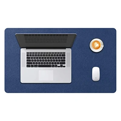 Abbildung von DOBAOJIA Große Schreibtischunterlage, Schreibtischmatte, Desk Pad, Schreibtischschutz, Schreibblock, für Laptop/Tastatur/Maus, PU Leder Wasserdicht + Wildleder Rutschfest 60 x 35cm (Dunkelblau)