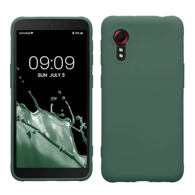 Abbildung von kwmobile Hülle kompatibel mit Samsung Galaxy Xcover 5 weiches TPU Silikon Case Cover geeignet für kabelloses Laden Tannengrün