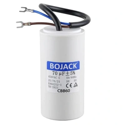 Abbildung von BOJACK CBB60 70uF 450V 50/60HZ Anlaufkondensator, SH Motorbetriebskondensator, AC Motorkondensator, mit Draht