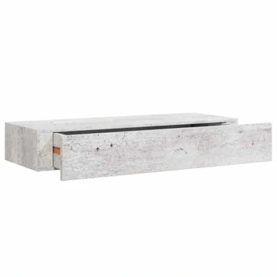 Abbildung von vidaXL Wand Schubladenregal Wandschublade Schweberegal Hängeregal Wandschrank Wandboard Wandregal mit Schublade Betongrau 60x23,5x10cm MDF