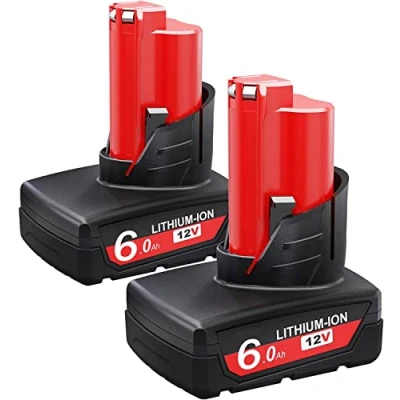 Abbildung von 2X 12V 6,0Ah/6000mAh Ersatzakku für Milwaukee M12 Li ion XC 48 11 2401 2402 2411 2420 2440