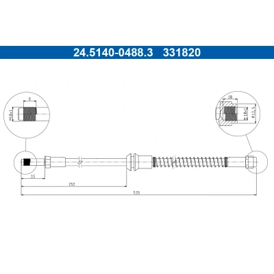 Abbildung von ATE 24.5140 0488.3 Bremsschläuche 535mm M10x1mm MERCEDES BENZ: E Klasse T modell, Limousine, CLS Shooting Brake