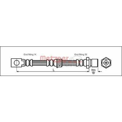 Abbildung von METZGER 4114758 Bremsschläuche 427 OPEL: Omega B Caravan, Limousine