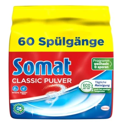 Abbildung von Somat Classic Pulver, Geschirrspülmittel für die Spülmaschine, tägliche Reinigung 3er Pack (3 x 1200 g Vorratspack)