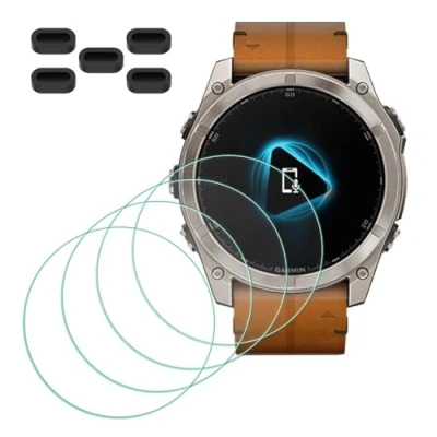 Abbildung von MTHGH Schutzfolie für Garmin fenix 8 51mm Sapphire Solar Smartwatch Displayschutzfolie [4 Stück] + Anti Staub Stecker 5 Stück, Glas 9H Härte Kratzer Blasenfreie Ultradünne Panzerfolie