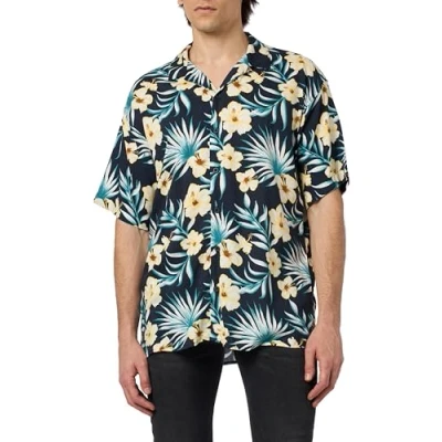 Abbildung von JACK&amp;JONES Herren JJJEFF FLORAL AOP Resort Shirt SS Hemd, Navy Blazer, S