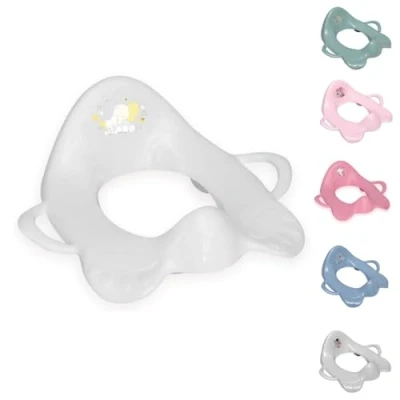 Abbildung von Lorelli Toilettenaufsatz Toilettensitz mit Griffe Spritzschutz ergonomische Form weiss