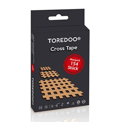 Abbildung von TOREDOO Kinesiologie Tape Cross Gittertape Gitterpflaster 154 Stück Mix Box beige (Packung)