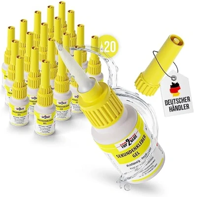 Abbildung von TOP2GLUE Sekundenkleber Gel 20 g extra starker &amp; flexibler Superkleber, günstiges stoß wasserresistentes (20)