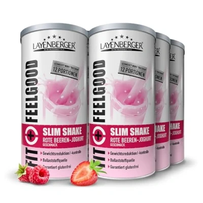 Abbildung von Layenberger Fit+Feelgood Slim Shake Powder, Mahlzeitersatz für 72 Portionen mit je 213 kcal (6x 396 g) Rote Beeren Joghurt