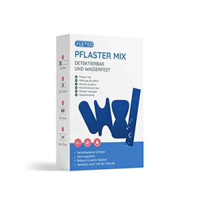 Abbildung von FLEXEO Wundpflaster Pflaster Mix (50 St), Pflastersortiment detektierbar wasserfest blau, 50 Stk