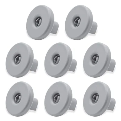 Abbildung von GIANTO Set mit 8 Rollen für Spülmaschinenkorb, kompatibel Zanussi, Rex, Electrolux, AEG, aus Kunststoff Korb unten Geschirr (Kompatibilität überprüfen) Grau Durchmesser 40 mm