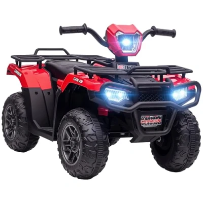 Abbildung von HOMCOM Elektro Kinderquad max. 4 km/h, Kindermotorrad, mit LED und Musik, Belastbarkeit 25 kg, (1 tlg), für Kinder, Schwarz+Rot