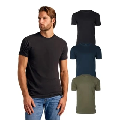 Abbildung von True Classic Herren T Shirt mit Rundhalsausschnitt und kurzen Ärmeln, 3er Pack Militärgrün, Schwarz, Marineblau, S