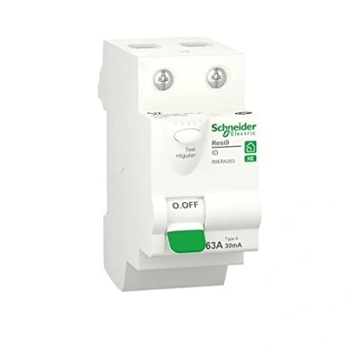 Abbildung von Schneider Electric R9ERA263 Resi9 XE Differentialschalter 2P 63A 30mA Typ A steckbar Int Diff