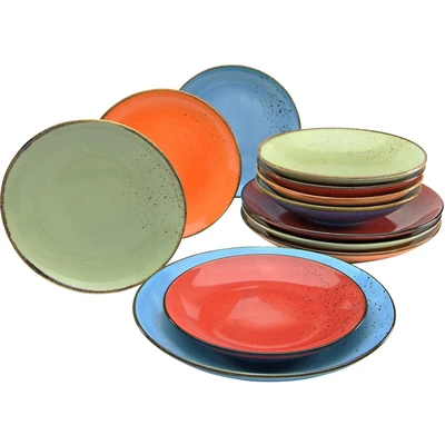 Abbildung von CreaTable Tafelservice &quot;Geschirr Set NATURE COLLECTION Mediterran&quot;, (Set, 12 tlg., Teller für 4 Personen), Service, Teile, Personen