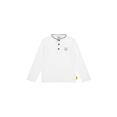 Abbildung von Steiff T Shirt Langarm EU Größe 128 Bright White, Sweatshirt, Longsleeve für Kinder, Pullover langärmelig, Babyoberteil, ideales Basic Shirt, bequem und weich, waschmaschinenfest