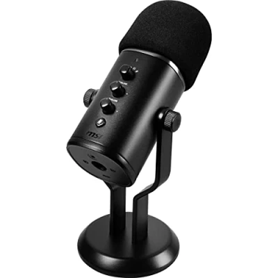 Abbildung von MSI Immerse GV60 Streaming Mikrofon (96 kHz Sample Rate, 24 Bit 20 20.000 Hz, USB C zu A Kabel 3m, 270 x 110 mm, schwarz, 1.100 Gramm)