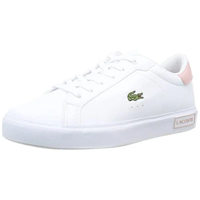 Abbildung von Lacoste Powercourt Sneaker low für Kinder, Größe: 35, White/light pink Hochwertiges lederimitat