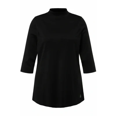 Abbildung von Ulla Popken CLASSIC, STEHKRAGEN, 3/4ARM Langarmshirt, Damen, Größe: 42/44, Schwarz