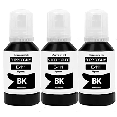 Abbildung von Supply Guy 3X Tinte kompatibel mit Epson 111 Schwarz für Ecotank ET M1100 M1120 M1140 M1170 M1180 M2120 M2170 M3100 M3140 M3170 M3180 Workforce ST M1000 M3000 (381ml)