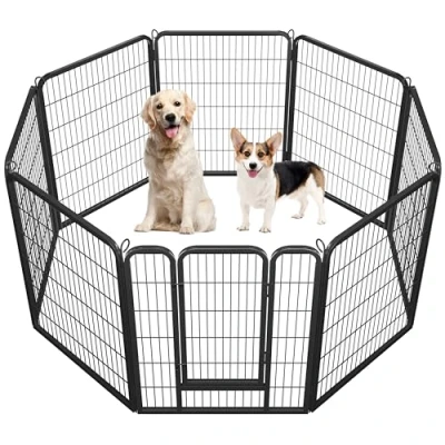 Abbildung von Yaheetech Welpenlaufstall 8 Gitter je 80 x 100 cm,Hundelaufstall Mit automatischer Verriegelung, Freilaufgehege Hundezaun Für Hund, Katze, Welpe, Kaninchen, Hühner