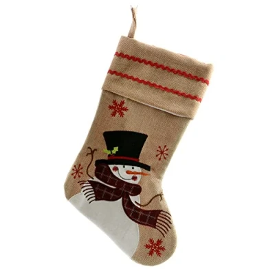 Abbildung von zeitzone Weihnachtsstrumpf Schneemann Nikolausstiefel Jute Nikolausstrumpf Weihnachtssocke 40cm