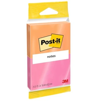 Abbildung von Post it Notes 6720 PO, 76 x 63,5 mm, neonorange, neonpink, 2 Blöcke à 75 Blatt