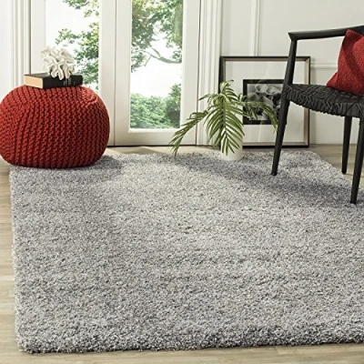 Abbildung von SAFAVIEH Zottelig Teppich für Wohnzimmer, Esszimmer, Schlafzimmer California Shag Collection, Hoher Flor, Silber, 91 X 152 cm