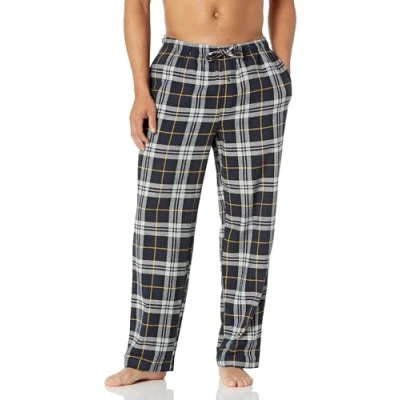 Abbildung von Amazon Essentials Herren Pyjamahose aus Flanell (erhältlich in Big &amp; Tall), Schwarz Gelb Karomuster, L