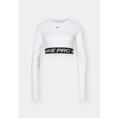 Abbildung von Nike Performance CROP Langarmshirt, Damen, Größe: XS, White/black
