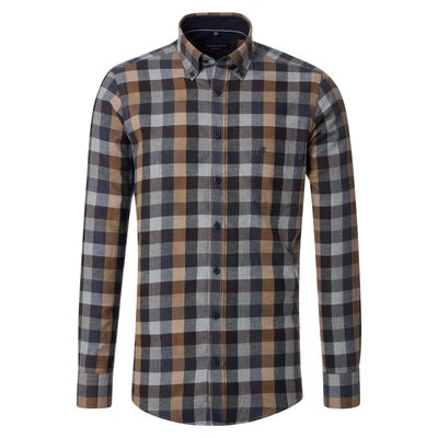 Abbildung von Casamoda Kariert Casual FIT Hemd, Herren, Größe: Large, Dunkelblau