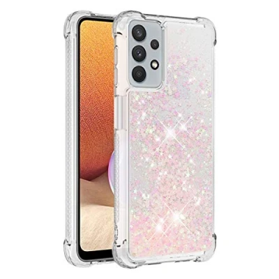 Abbildung von KBIKO zxl Kompatibel mit Samsung Galaxy A32 5G Glitzer Hülle,Mädchen Glitzern Handyhülle,Paillette Flüssigkeit Clear Silikon Schutzhülle für 5G.Silver Pink YBL
