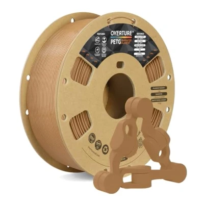 Abbildung von OVERTURE PETG Filament Aufgerüstet 1,75 mm, 1kg (2,2 lbs) Spule, 3D Druck Filament, Maßgenauigkeit +/ 0.02 mm (Braun)