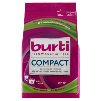 Abbildung von burti COMPACT Waschmittel Pulver Waschpulver &amp; Feinwaschmittel für bunte, feine Wäsche Fleckenentferner mit Farb Faserschutz ca. 26 Wäschen