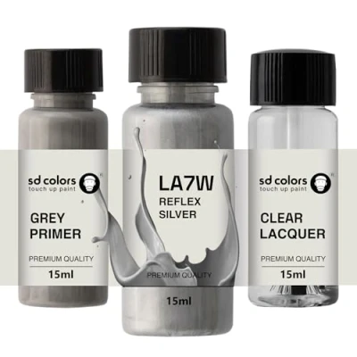 Abbildung von SD COLORS Reflex Silver LA7W Lackreparaturfarbe, 15 ML, Reparatur Pinsel, Farbcode (Farbe + Grundierung Lack)
