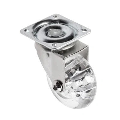 Abbildung von GTV Möbelrolle BRAZYLIA ohne Feststeller Lenkrollen für Möbel Stahl/PC/PU Durchmesser 50 mm Schwenkräder 360 Grad Gesamtlast pro Rolle 40 kg durchsichtig