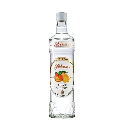 Abbildung von Prinz Obst Schnaps Traditionelle Schnapsspezialität aus Äpfeln und Birnen Angenehm fruchtig Mehrjährig im Steingut gereift, 40% vol, 0.7 l