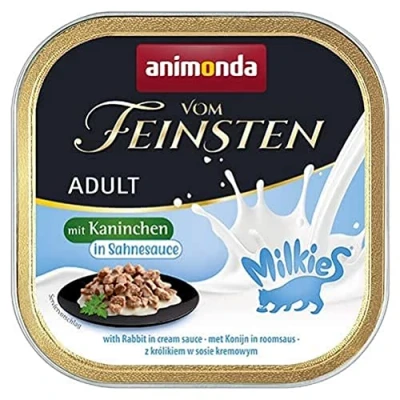 Abbildung von vom Feinsten Katzenfutter nass Milkies Kaninchen in Sahnesauce (32 x 100g), ohne Getreide und Zucker von animonda, mitfrischen, fleischlichen Zutaten