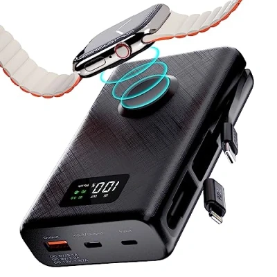 Abbildung von PZOZ 22,5W Powerbank,20000mAh externer Akku,Power Bank Kompatibel mit iPhone,Samsung,Apple Watch,Drohne,Switch,iPad und mehr.Externe Handyakkus den Protokollen QC 3.0 PD (Schwarz)