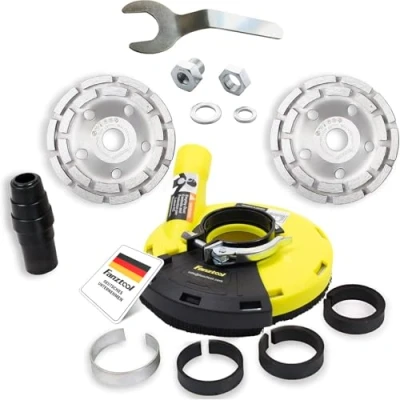Abbildung von FANZTOOL universal Absaughaube für Winkelschleifer 125mm + Diamantschleiftopf (mit Schleiftopf x 2)