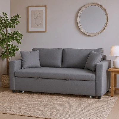 Abbildung von Saphir 3 Sitzer Schlaf Sofa mit Stoffbezug Hellgrau Menzzo