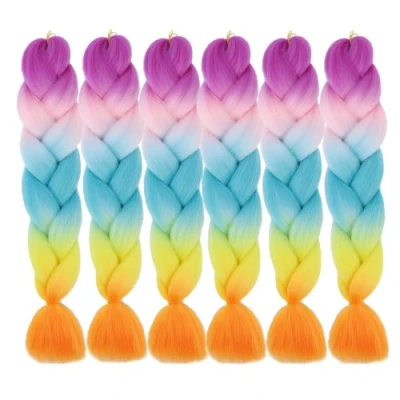 Abbildung von Braids Extensions, Kunsthaar zum Einflechten 6 Packs ombre braiding hair kanekalon haare Jumbo Zöpfe Haar Flechten Haarverlängerungen (E8)