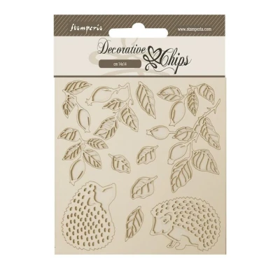 Abbildung von Stamperia Woodland Decorative Chips Hedgehog (SCB191) (DISCONTINUED)