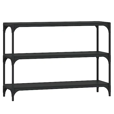 Abbildung von vidaXL Bücherregal, Bücherschrank mit viel Stauraum, Standregal für Wohnzimmer Büro, Lagerregal Regal, Industrie Stil, Schwarz Holzwerkstoff Stahl