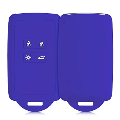 Abbildung von kwmobile Autoschlüssel Hülle kompatibel mit Renault 4 Tasten Smartkey (nur Keyless Go) Silikon Schutzhülle Schlüsselhülle Cover in Baltik Blau
