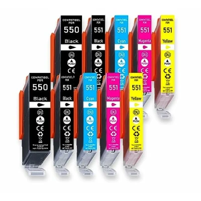 Abbildung von 10er Pack 550XL 551XL Kompatible Druckerpatronen Multipack für Canon PGI 550 XL CLI 551 Pixma MG5650 MG5550 MG6350 MG6450 IP7250 IP7200 MX725 MX920 MX925 IX6850