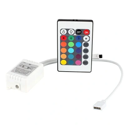 Abbildung von ICQUANZX DC12V 24 Tasten Wireless IR Fernbedienung mit Empfänger für 3528 5050 SMD RGB LED Lichtleisten