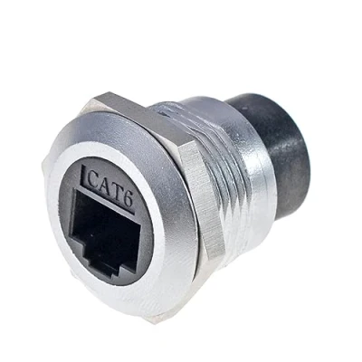 Abbildung von HangTon 5pack RJ45 Kupplungsplatte Sockel wasserdichte Verbindungsstück Bulk Head Zuführung durch, Cat6 Ethernet Netzwerk, Kreis Inline Kabel Weiblich zu Verlängerung